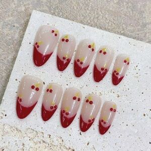 Press-on nails cherry red French